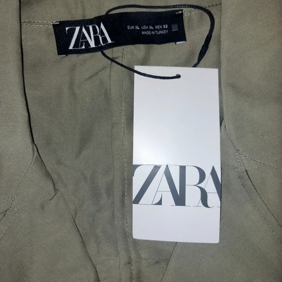 Zara Women's Lyocell Trench Coat Sage Lightweight Duster Jacket XL - Picture 3 of 3